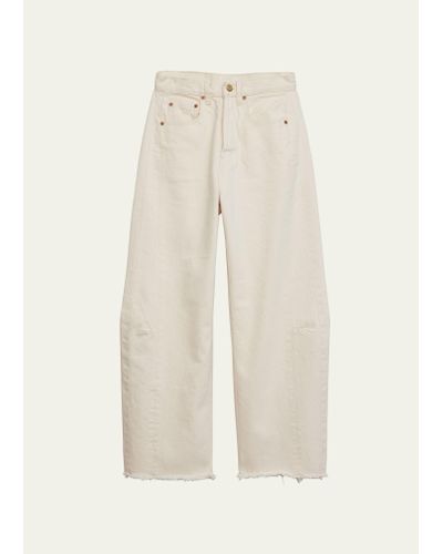 B Sides Lasso Cropped Wide Frayed Jeans - Natural