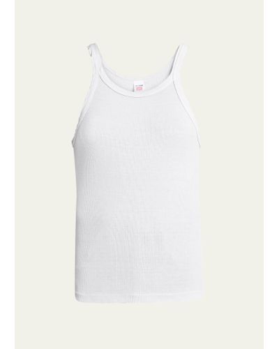 RE/DONE Ribbed Scoop-neck Fitted Tank - White