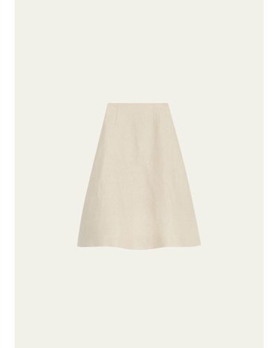 Theory Linen Tweed Full Midi Circle Skirt - Natural