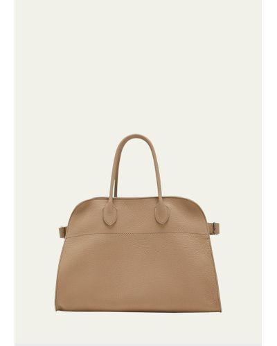 The Row Margaux 15 Calfskin Tote Satchel Bag - Natural