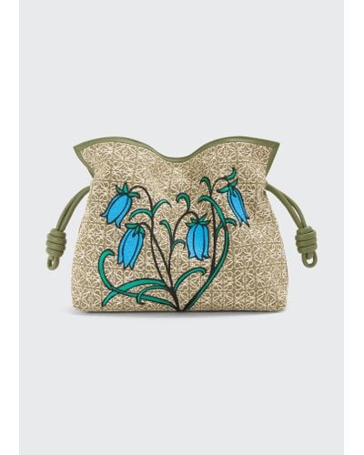 Loewe Flamenco Floral Jacquard Drawstring Clutch Bag - Blue