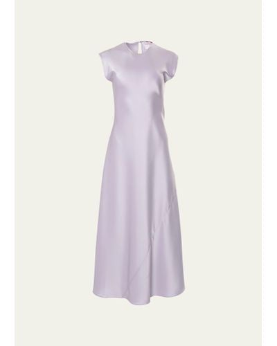 Carolina Herrera Satin Cap-sleeve Maxi Dress - Purple