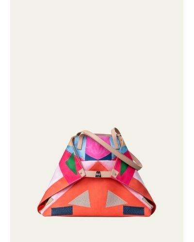 Akris Ai Medium Bicolor Convertible Shoulder Bag - Red