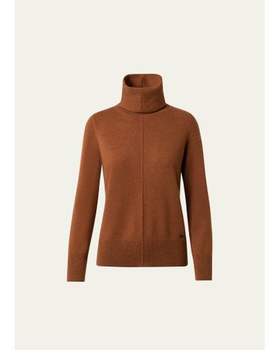Akris Cashmere Long-sleeve Turtleneck Sweater - Brown