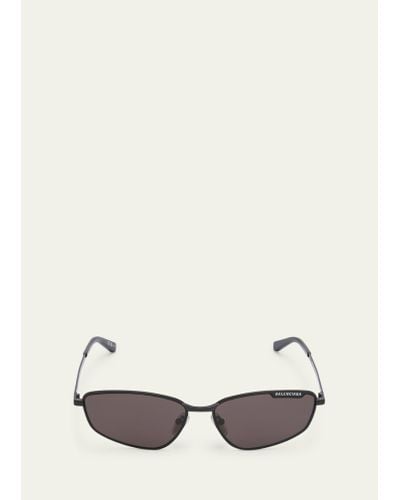 Balenciaga Metal Cat-eye Sunglasses With Logo - Natural
