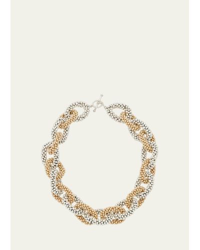 Meredith Frederick Sterling Silver And 14k Gold Link Necklace - Natural