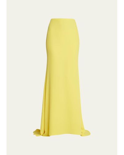 Valentino Silk Long Skirt With Small Train - Yellow
