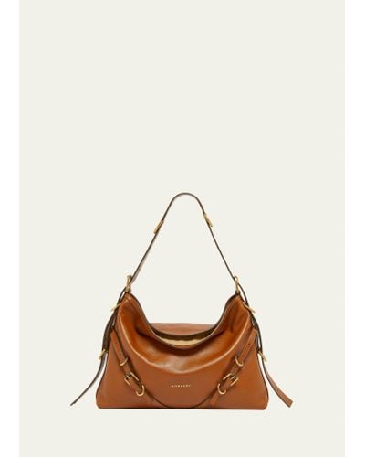 Givenchy Voyou Medium Shoulder Bag In Shiny Tumbled Leather - Natural