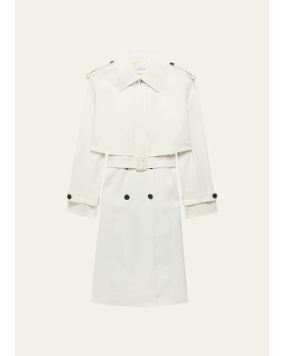 Another Tomorrow Fluid Cropped Trench Coat - Natural