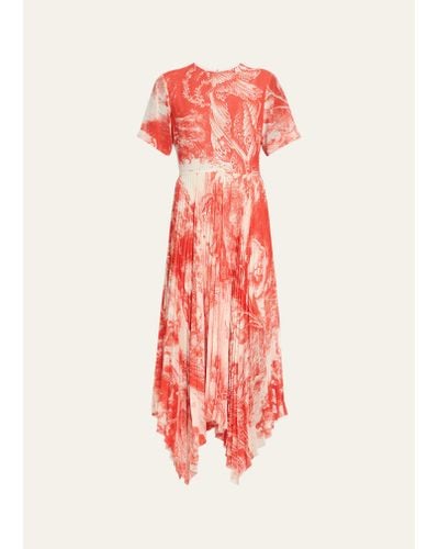 Jason Wu Oceanscape Printed Midi Dress With Handkerchief Hem - White