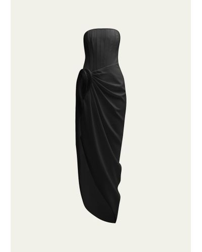 Gaurav Gupta Strapless Draped Egyptian Gown With Hip Detail - Black