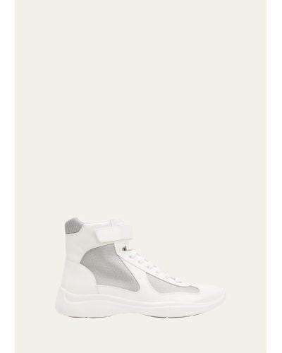 Prada America's Cup Patent Leather High-top Sneakers - Natural