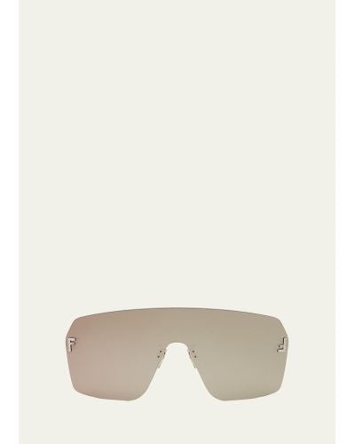 Fendi Embellished Rimless Shield Sunglasses - Natural