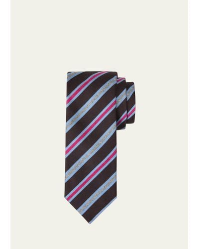 Charvet Schappe Silk Stripe Tie - White