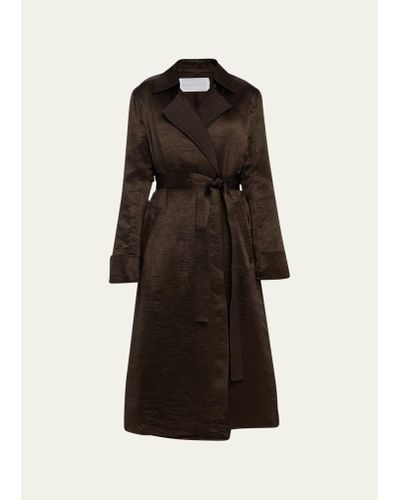 Maria McManus Quilted Wool Belted Trench Coat - Brown