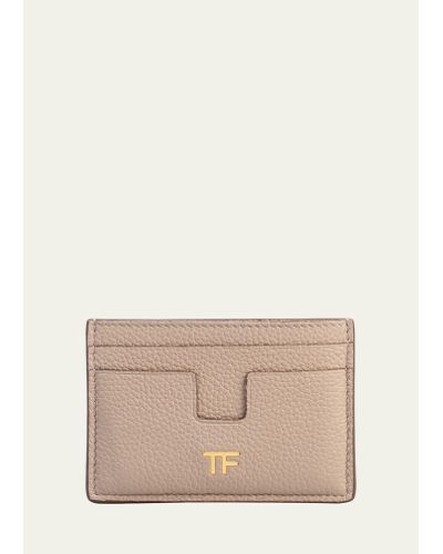 Tom Ford Tf Card Holder In Grained Leather - Natural