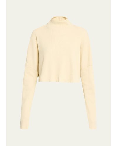 Bliss and Mischief Iris Raw-edged Thermal Turtleneck Top - Natural