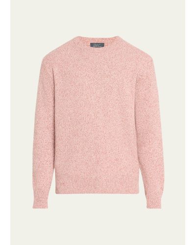 Bergdorf Goodman Watercolor Twist Cashmere Crewneck Sweater - Pink