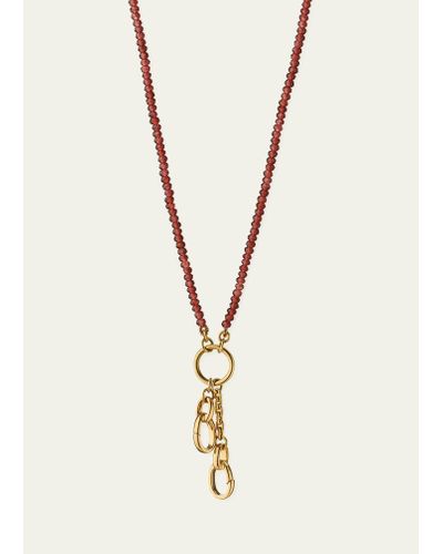 Monica Rich Kosann 18" 18k Yellow Gold Enhancer Chain Necklace W/ Facetted Garnet Beads - Natural