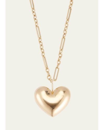 Brent Neale All Gold Puff Heart Pendant On Chain Necklace - Natural