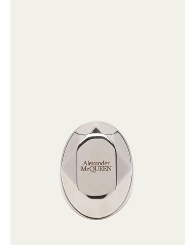 Alexander McQueen Faceted Stone Signet Ring - White
