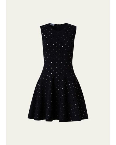 Akris Punto Polka Dot Stud-embellished Flared Mini Dress - Black