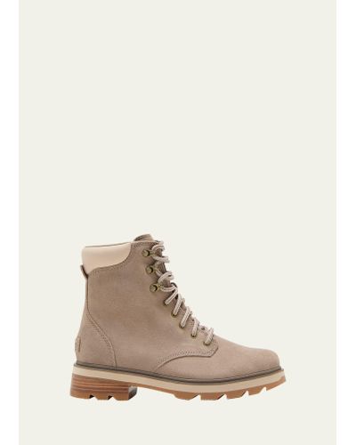 Sorel Lennox Leather Lace-up Boots - Natural