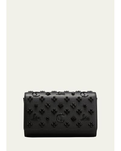 Christian Louboutin Paloma Clutch In Leather With Loubinthesky Spikes - Black