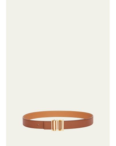 Loewe Graphic Buckle Leather Belt - Natural