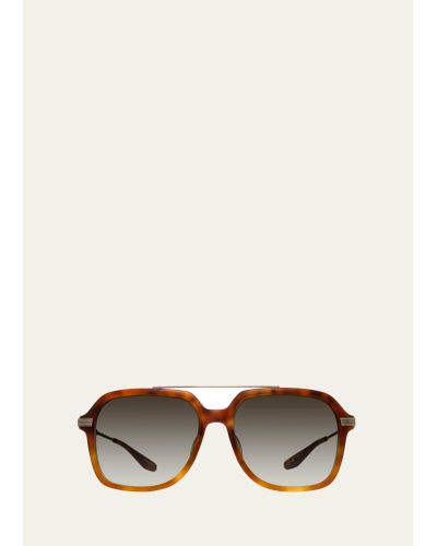 Barton Perreira D. Ellis Havana Zyl & Titanium Aviator Sunglasses - Natural