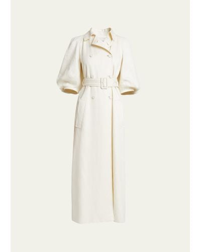 Gabriela Hearst Iona Puff-sleeve Linen Long Trench Coat - Natural