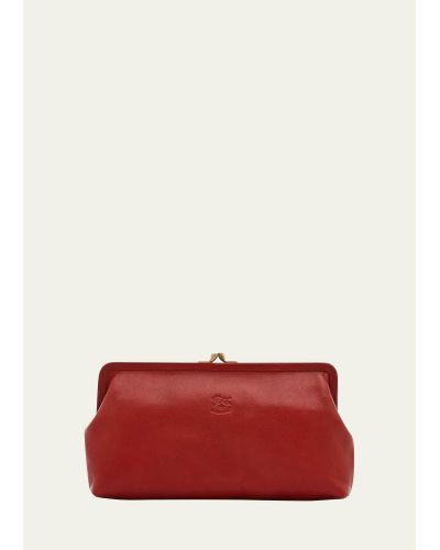 Il Bisonte Classic Vaccjetta Leather Clutch Bag - Red
