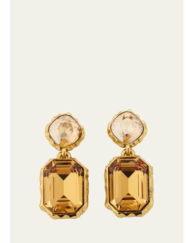 Oscar de la Renta Classic Crystal Drop Earrings - Metallic