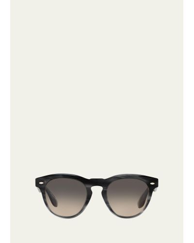 Brunello Cucinelli & Oliver Peoples Nino Polarized Round Acetate Sunglasses - Gray