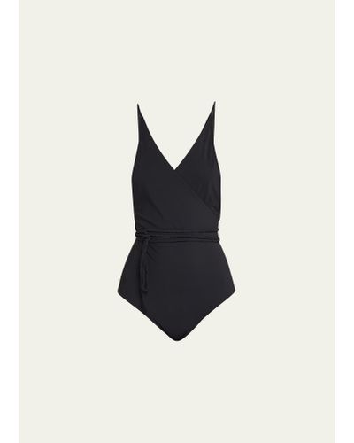 Totême V-neck Wrap One-piece Swimsuit - Black