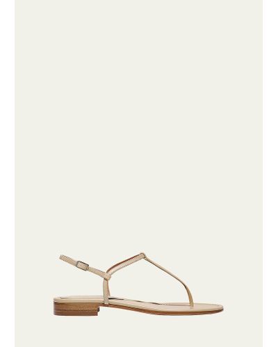 Emme Parsons Cecilia Leather Thong Sandals - Natural