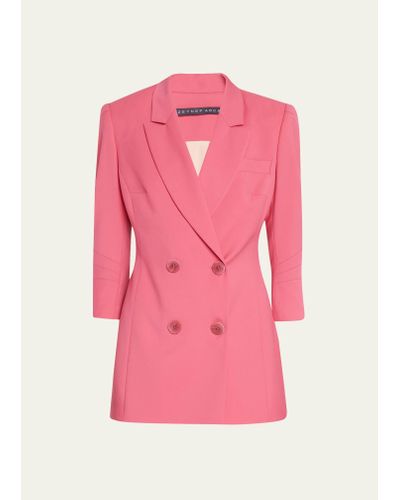 Zeynep Arcay Wool Wrap Blazer Jacket - Pink