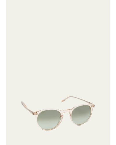 Oliver Peoples Semi-transparent Round Acetate & Crystal Sunglasses - Natural