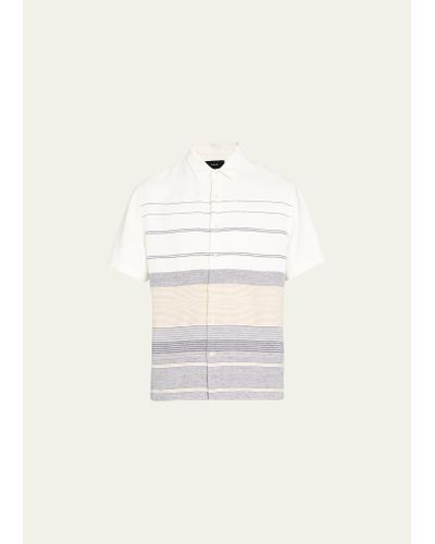 Vince Linen Stripe Sport Shirt - White