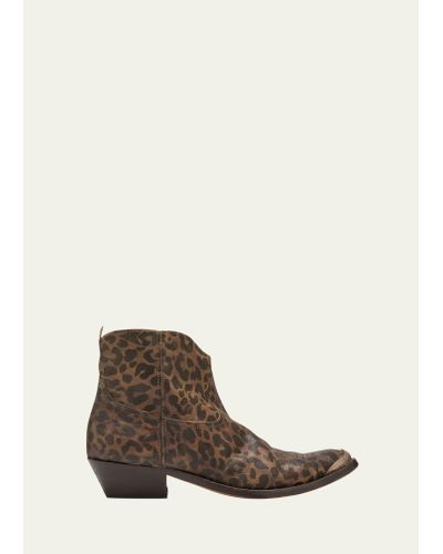 Golden Goose Young Leopard-print Leather Cowboy Boots - Brown