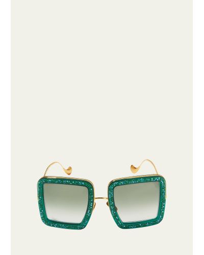 Anna Karin Karlsson Beaming Sky Swarovski Square Acetate Sunglasses - Green