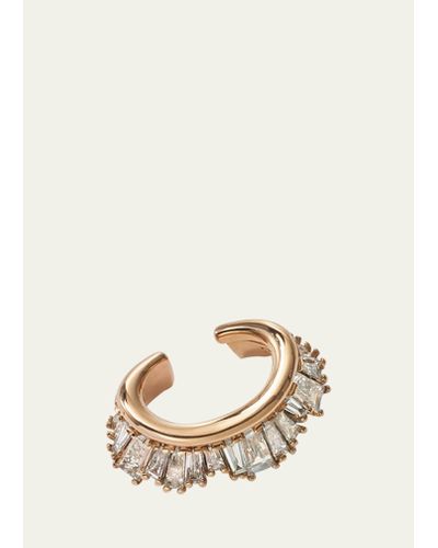 Nak Armstrong 20k Recycled Rose Gold Ruched Ear Cuff With Diamonds - Natural