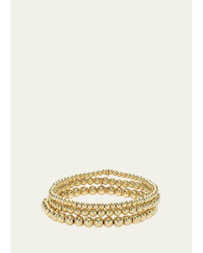 Zoe Lev 14k Gold Bead Bracelet Stack - Natural