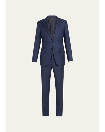 Tom Ford Modern Fit Sharkskin Suit - Blue