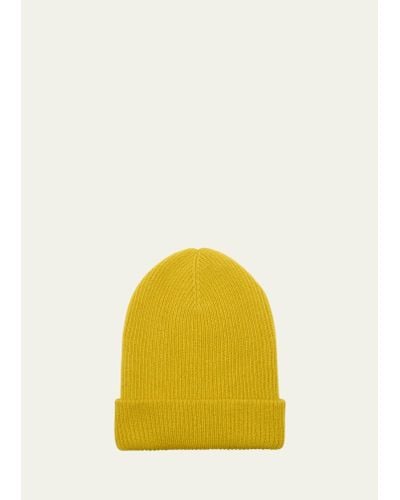 The Elder Statesman Cashmere Rib-knit Beanie Hat - Yellow