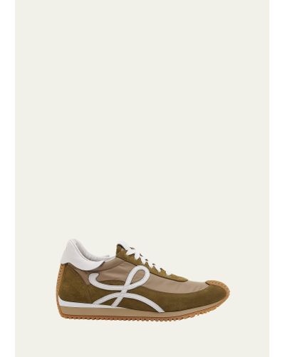 Loewe Nylon And Leather Flow Runner Sneakers - Natural