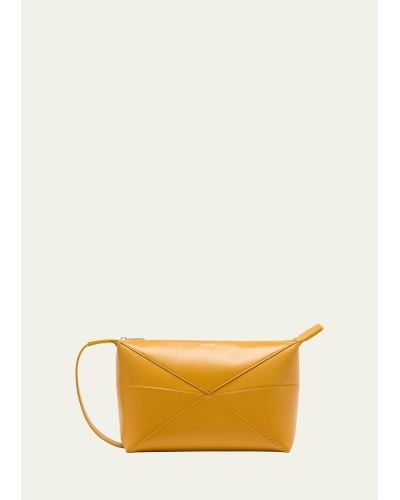 Loewe Puzzle Fold Leather Toiletry Bag - Natural