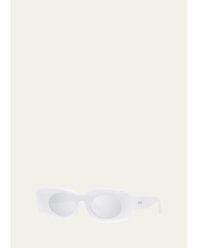 Loewe Two-tone Acetate Inset Oval Sunglasses - Natural
