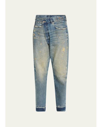 R13 Crossover Cropped Jeans - Blue