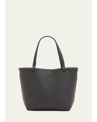 The Row Park Tote Bag In Grained Calfskin - Black